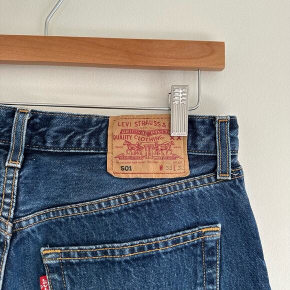 Levi's 501 Floral Patchwork Bell Bottom Flare Denim Jeans Dark Wash 33 - Picture 10 of 12